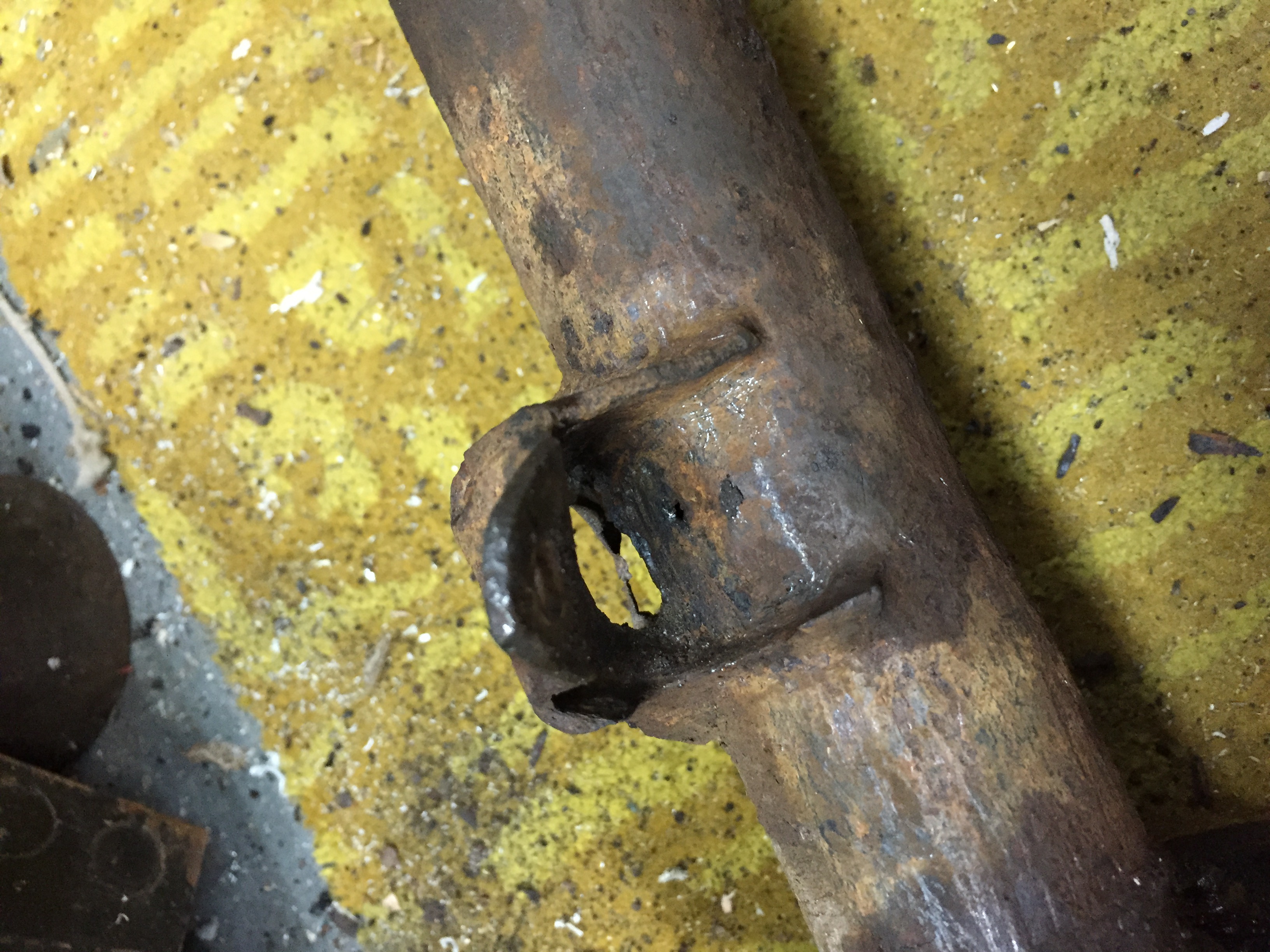 Holes in casing (nearside)