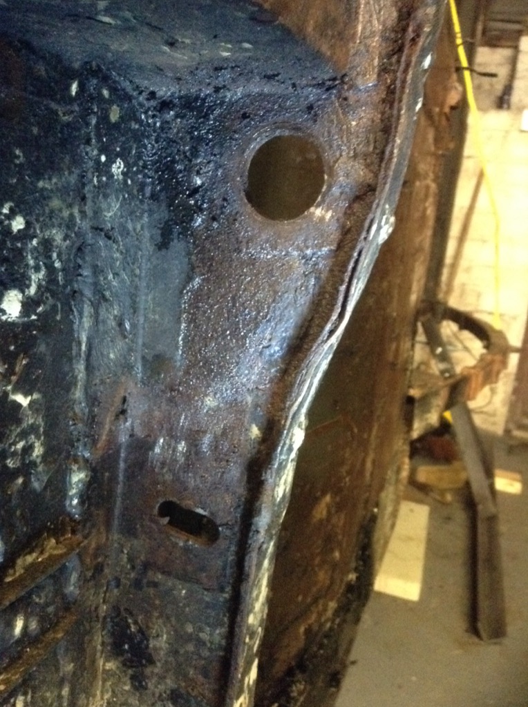 Offside torsion bar mounting flange has been plated