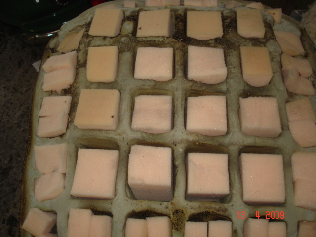 the foam base pockets filled